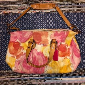 Coach pink and yellow floral purse